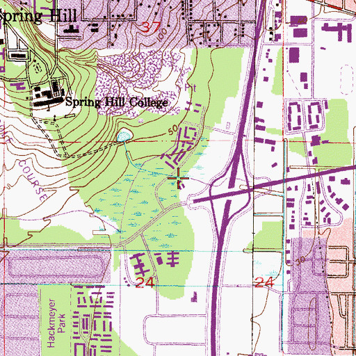 Topographic Map of Dauphin Square Tenancy Office Park, AL