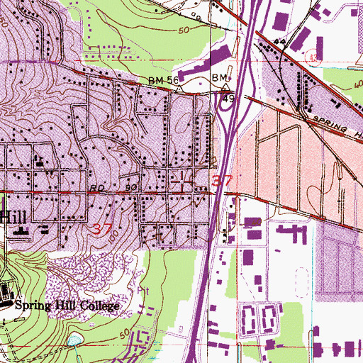 Topographic Map of Grosvenor Square Commercial Center, AL