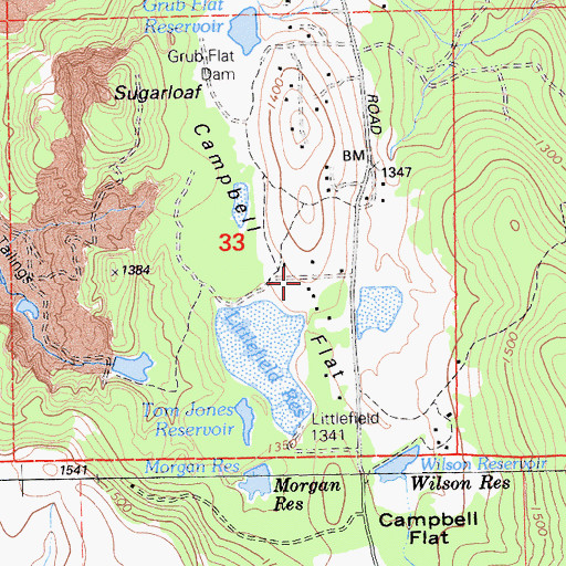 Topographic Map of Campbell Flat, CA