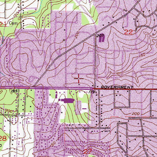 Topographic Map of Balloon Park Shopping Center, AL