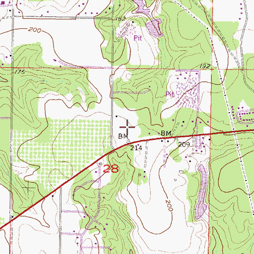 Topographic Map of Airport West Commercial Park, AL