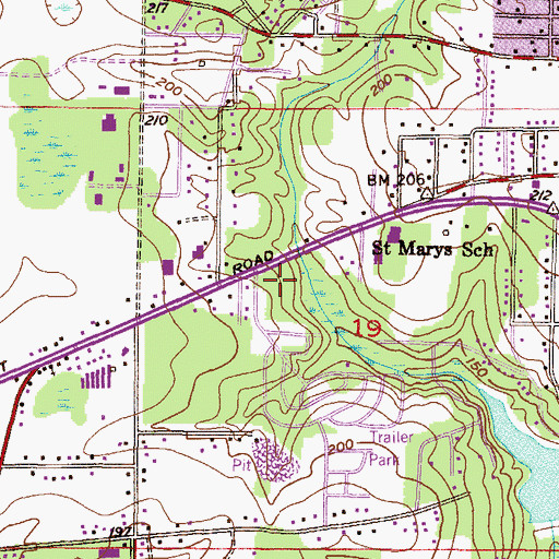 Topographic Map of Mill Creek Shopping Center, AL