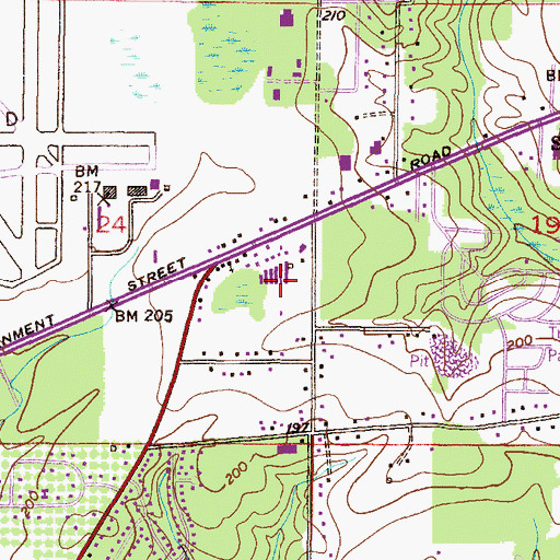 Topographic Map of Bates Airport Commercial Park, AL