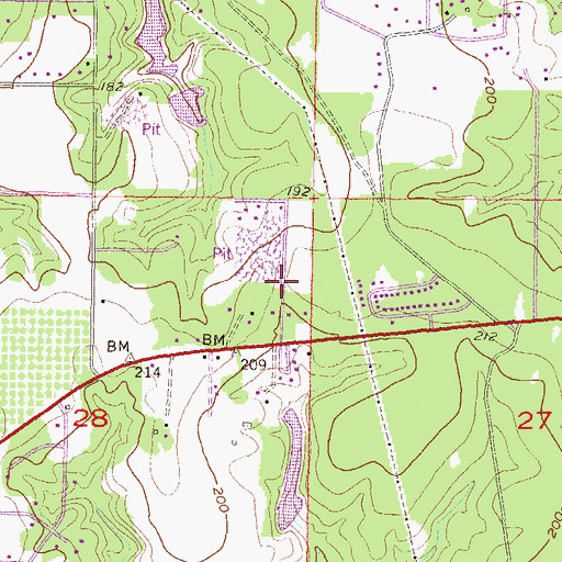 Topographic Map of Airport Snow Shopping Center, AL