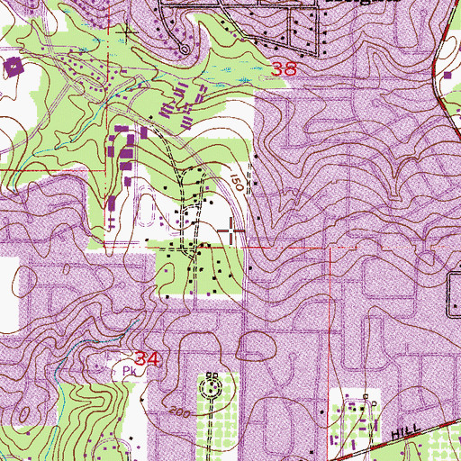 Topographic Map of Magnolia Business Park, AL
