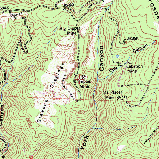 Topographic Map of Campbell Mine, CA