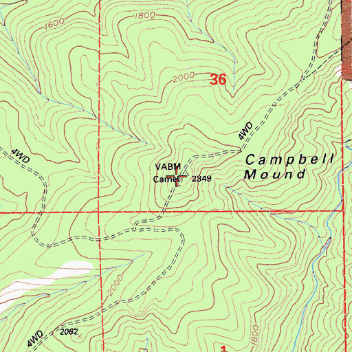 Topographic Map of Campbell Mound, CA