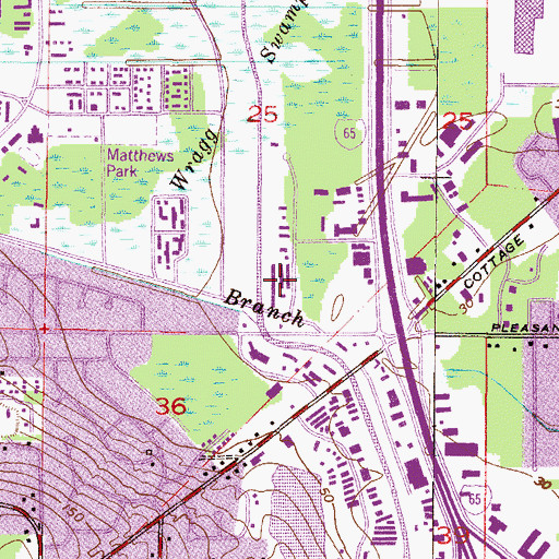 Topographic Map of Hutson Key Commercial Park, AL