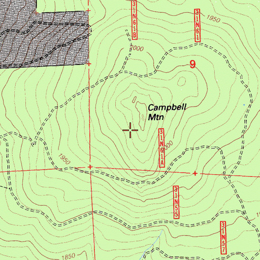 Topographic Map of Campbell Mountain, CA