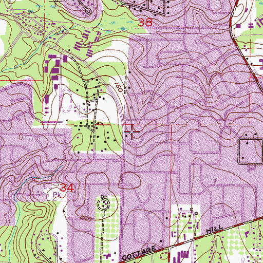 Topographic Map of Magnolia Park Office Park, AL