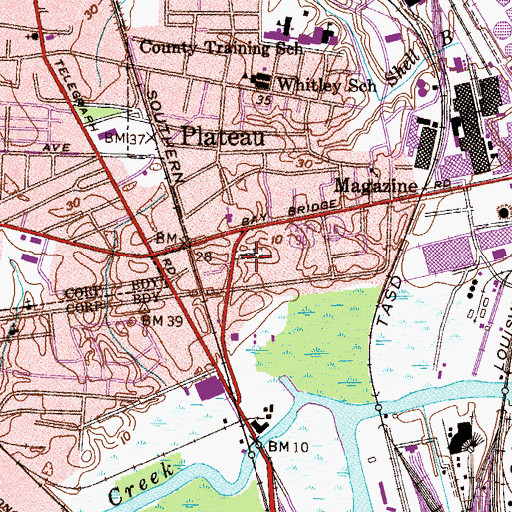 Topographic Map of Plateau Cemetery, AL