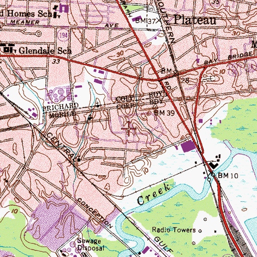 Topographic Map of Josephine Allen Homes Public Housing, AL
