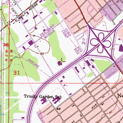 Topographic Map of Hale Industrial Park, AL