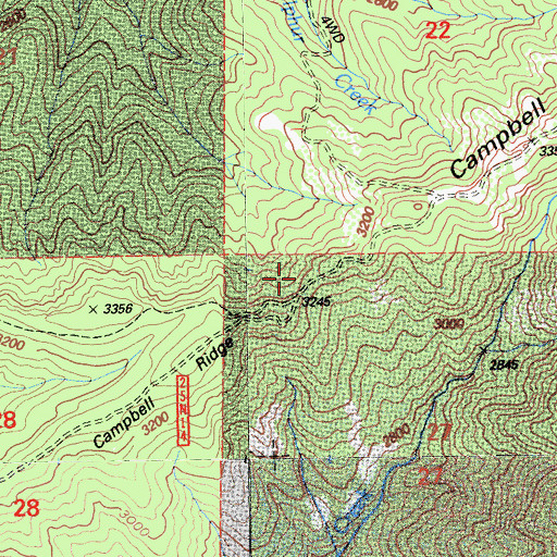 Topographic Map of Campbell Ridge, CA