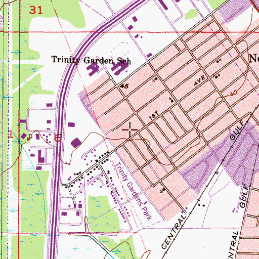 Topographic Map of The Gardens Public Housing, AL