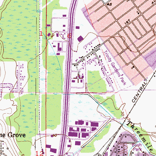 Topographic Map of Beltline Park Industrial Park, AL