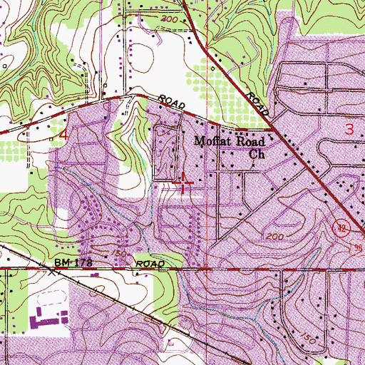Topographic Map of Browns Recreational Vehicle and Mobile Home Park, AL