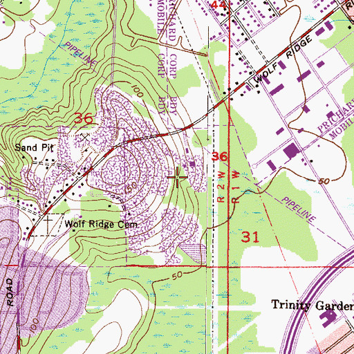 Topographic Map of Newell Family Cemetery, AL