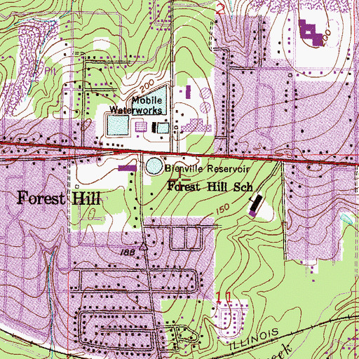 Topographic Map of Park Forest Plaza Shopping Center, AL