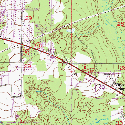 Topographic Map of Halls Commercial Park, AL
