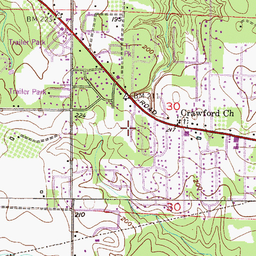 Topographic Map of Park Place Mobile Home Park, AL