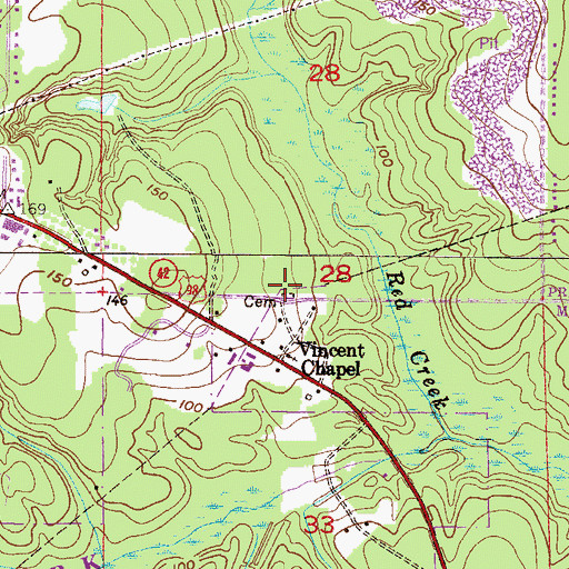 Topographic Map of Bear Fork Cemetery, AL