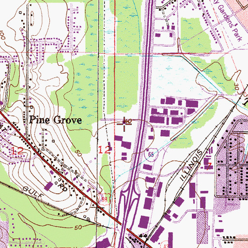 Topographic Map of Desirrah Interstate 65 Industrial Park, AL