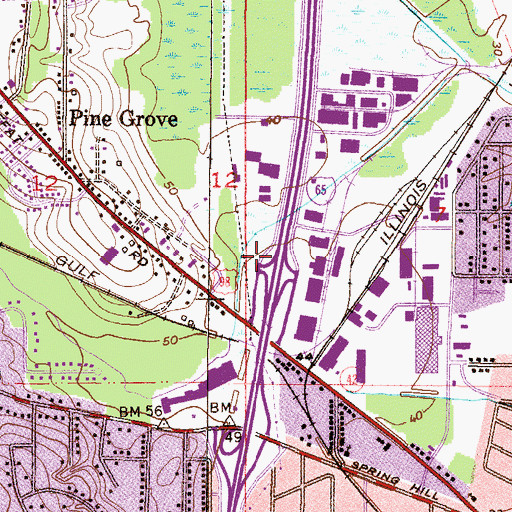 Topographic Map of Moffett Road Plaza, AL