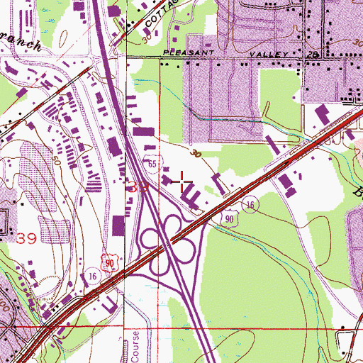 Topographic Map of Interstate 65 Government Boulevard Commerce Park, AL