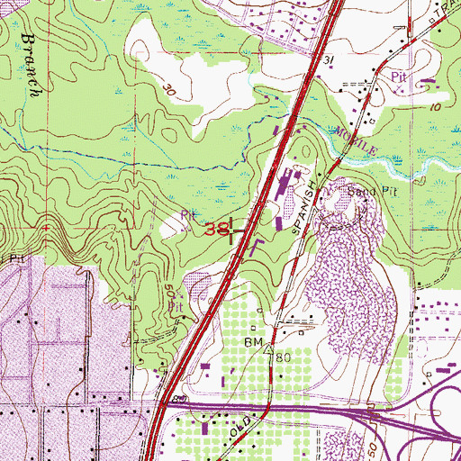 Topographic Map of Ninety West Commercial Park, AL