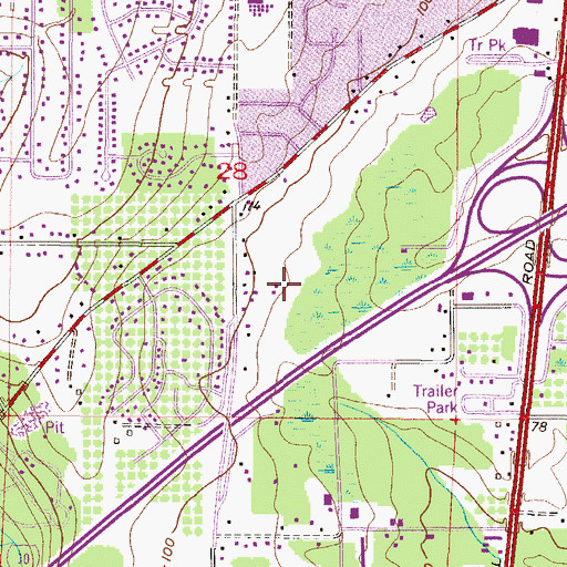 Topographic Map of Plantation Trailer Park, AL