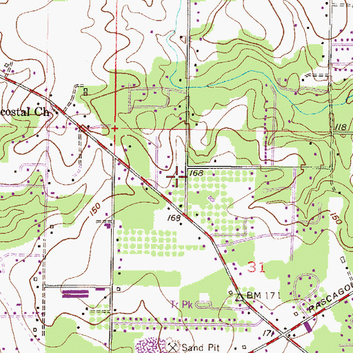 Topographic Map of Ponderosa Trailer Park, AL