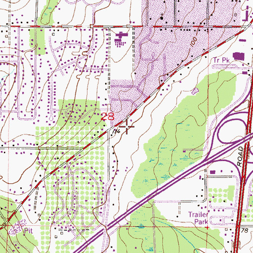 Topographic Map of Greendale Mobile Home Park, AL