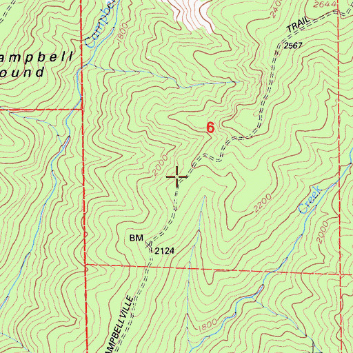 Topographic Map of Campbellville Trail, CA