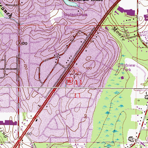 Topographic Map of Crestview Commercial Park, AL