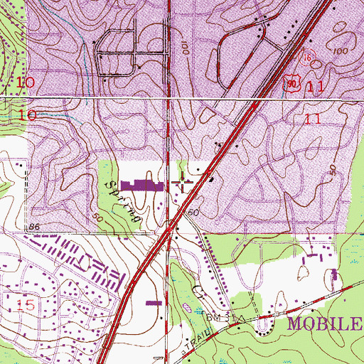Topographic Map of Gallery Shopping Center, AL