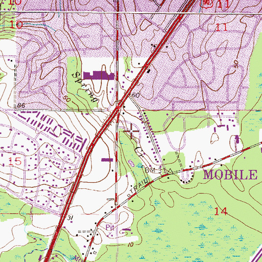 Topographic Map of Pala Verdes Mobile Home Park, AL