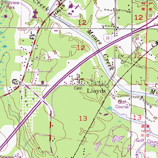 Topographic Map of Morning Star Cemetery, AL