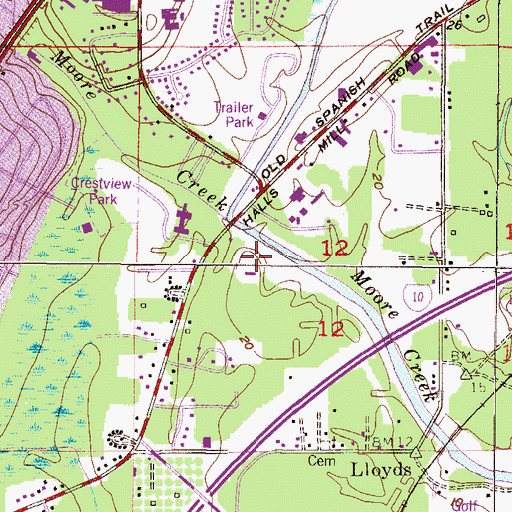 Topographic Map of Old Ninety Industrial Park, AL