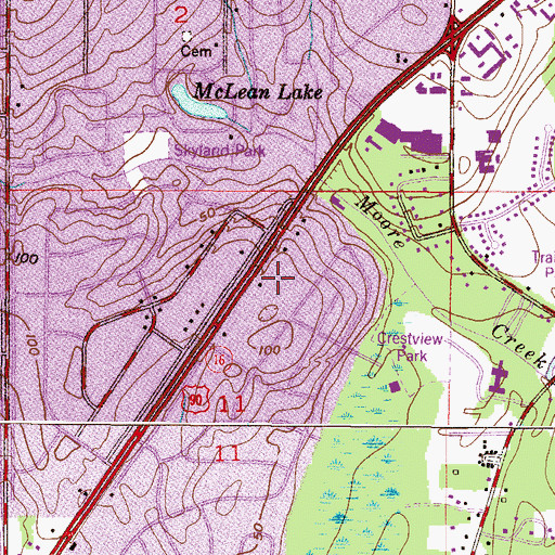 Topographic Map of The Palms Trailer Park, AL