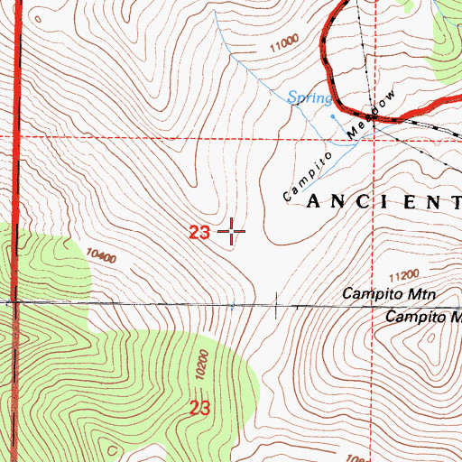 Topographic Map of Campito Meadow, CA