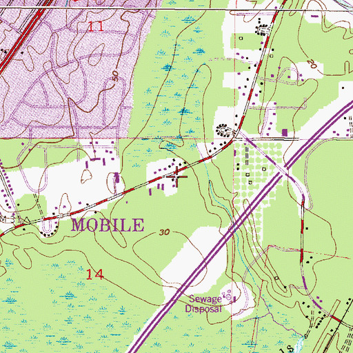 Topographic Map of Landmark Industrial Park, AL