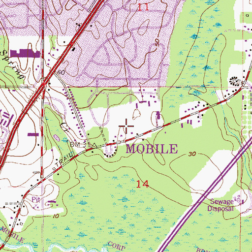 Topographic Map of Halls Mill Two Commercial Park, AL