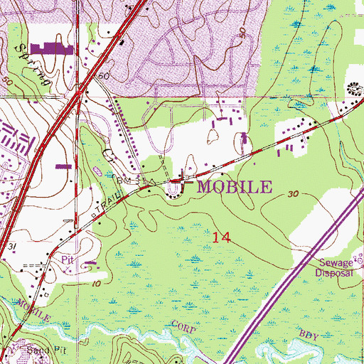 Topographic Map of Double L Trailer Court, AL