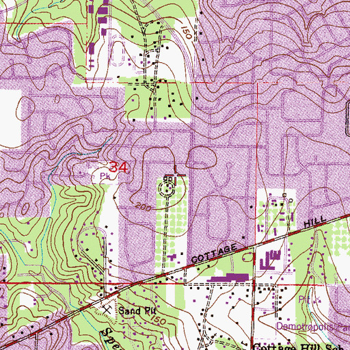 Topographic Map of University Oaks Senior Citizen Housing, AL