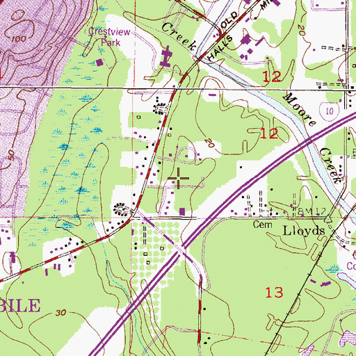 Topographic Map of Lloyds Station Industrial Park, AL