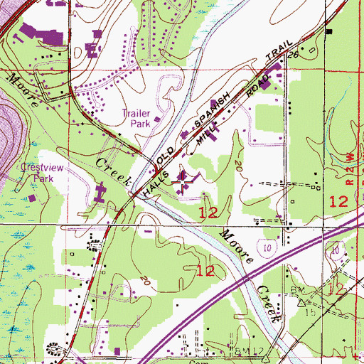 Topographic Map of Campbell Industrial Park, AL