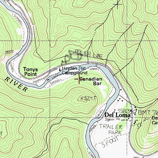 Topographic Map of Canadian Bar, CA