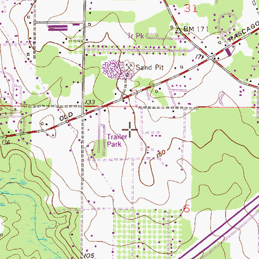 Topographic Map of Meadows Trailer Park, AL
