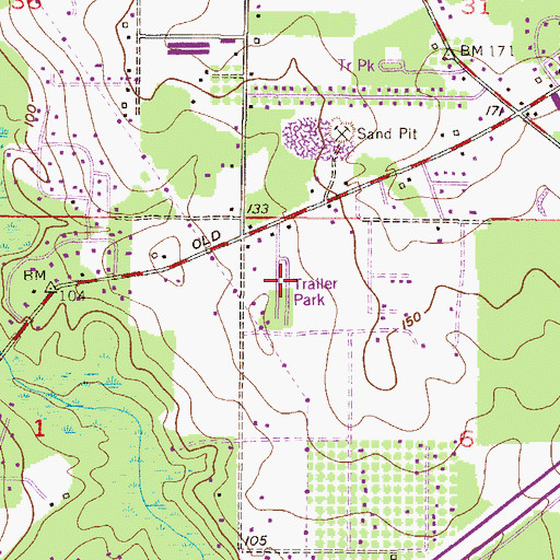 Topographic Map of Pass Road Mobile Home Park, AL